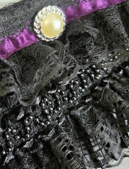 Gothic Lolita Kawaii Hand Bag Black Purple Velvet Satin Lace Cosplay Tea Party - Oh My Gothness