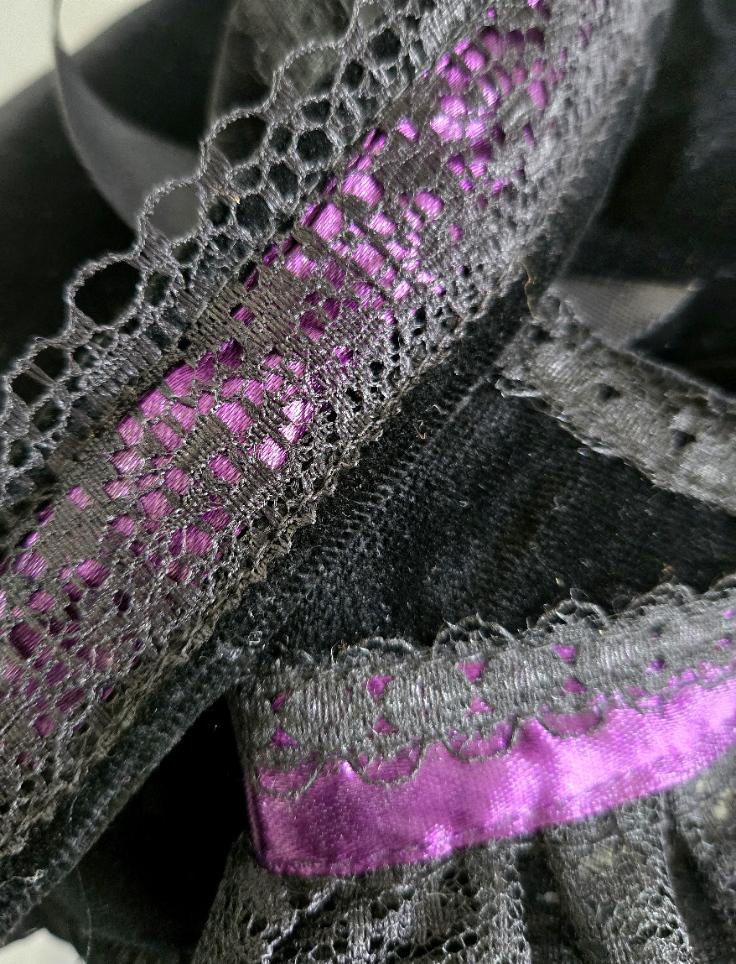 Gothic Lolita Kawaii Hand Bag Black Purple Velvet Satin Lace Cosplay Tea Party - Oh My Gothness