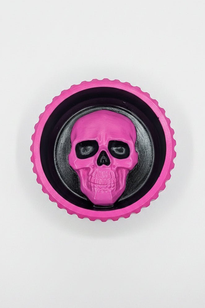 Hand cast and painted black and bright pink chunky skull round jewellery trinket - Oh My Gothness