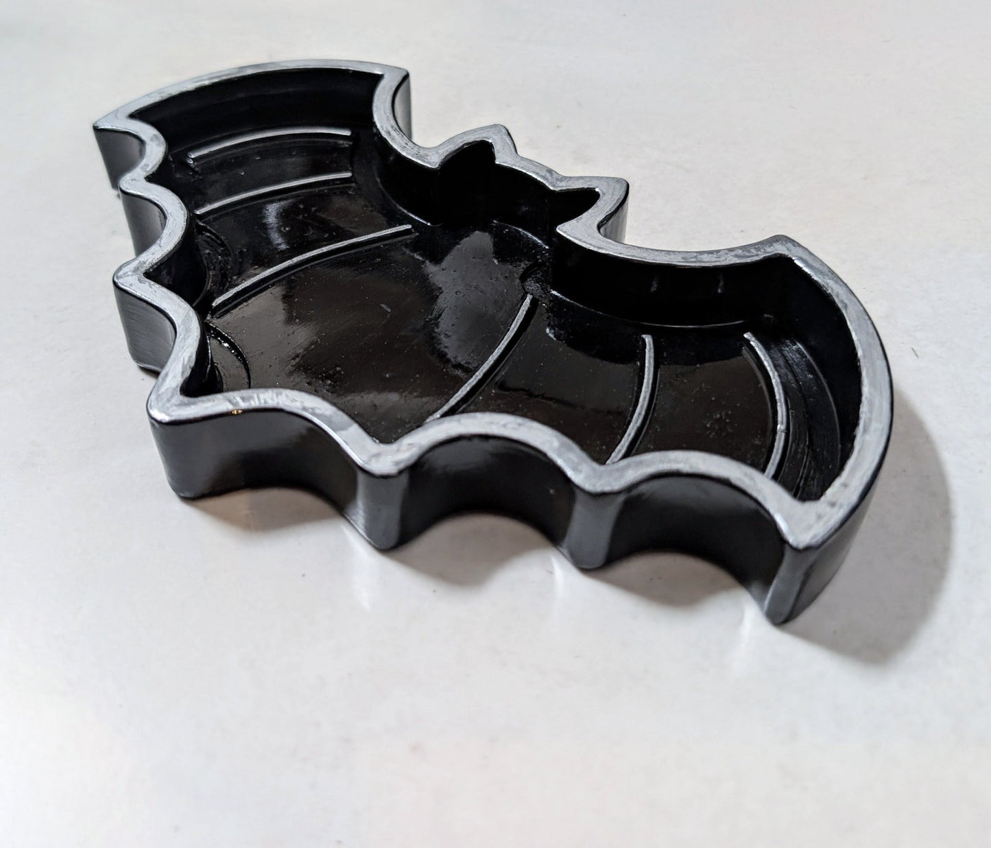 Hand Cast Black + Silver Bat Jewellery Trinket Dish Home Decor Gift - Oh My Gothness