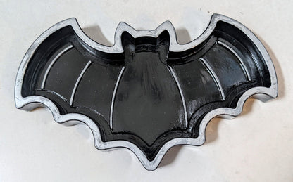 Hand Cast Black + Silver Bat Jewellery Trinket Dish Home Decor Gift - Oh My Gothness