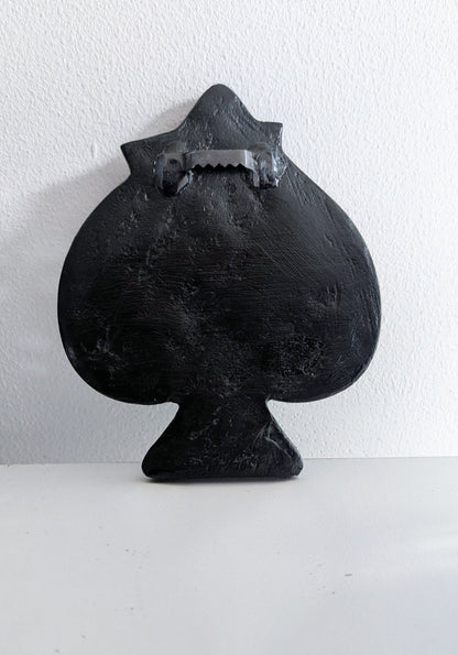 Hand Cast Dapper Deep Blue Top Hat Wearing Skeleton Skull Ace Of Spades Wall Hanging Plaque - Oh My Gothness