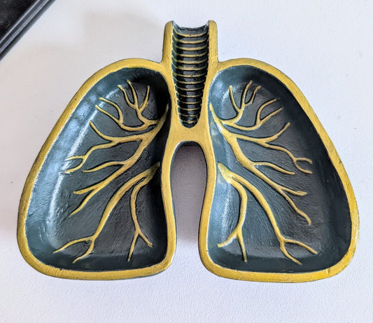 Hand cast Forest Green+ Gold Human Lungs Jewellery Trinket. Dark Aesthetic Home Decor Gift - Oh My Gothness
