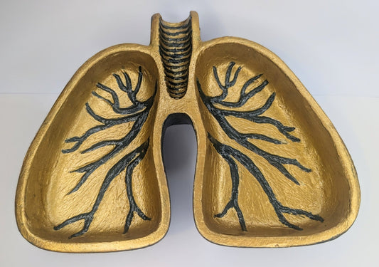 Hand cast Human Lungs Jewellery Trinket in Gold and Dark Green. Macabre Spooky Home Decor Gift - Oh My Gothness