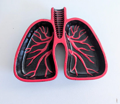 Hand Cast Lungs Trinket Dish: Black & Red Gothic Halloween Decor - Oh My Gothness