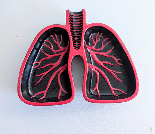 Hand Cast Lungs Trinket Dish: Black & Red Gothic Halloween Decor - Oh My Gothness