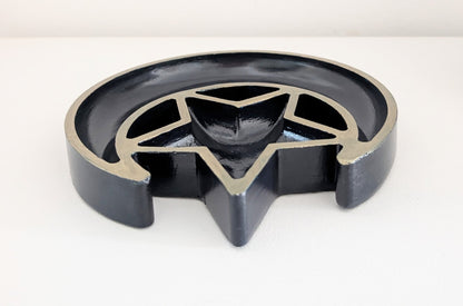 Hand Cast Moon and Stars Trinket in Dark Blue + Pale Gold. Jewellery Holder 90s Gothcore Home Decor - Oh My Gothness