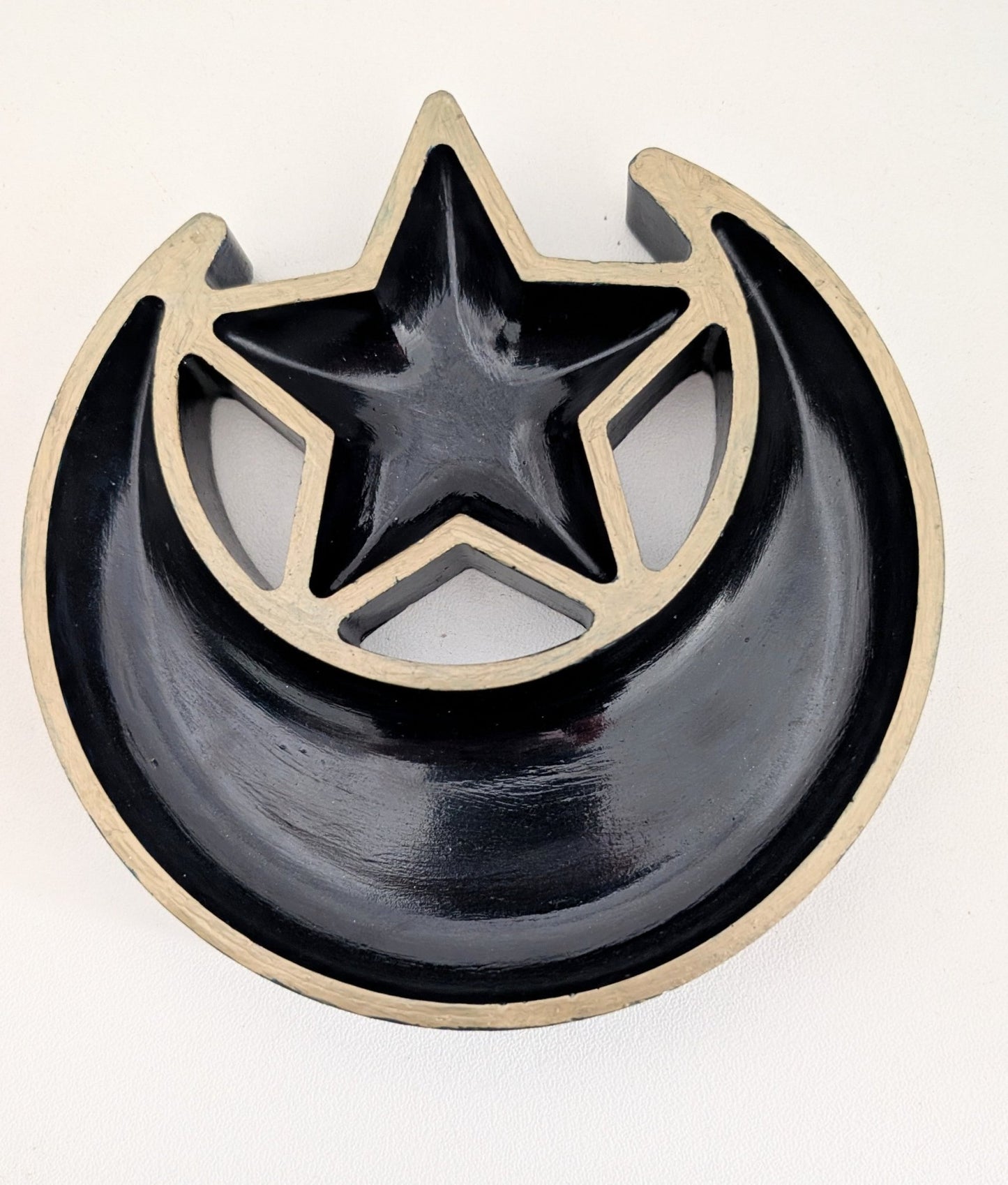 Hand Cast Moon and Stars Trinket in Dark Blue + Pale Gold. Jewellery Holder 90s Gothcore Home Decor - Oh My Gothness