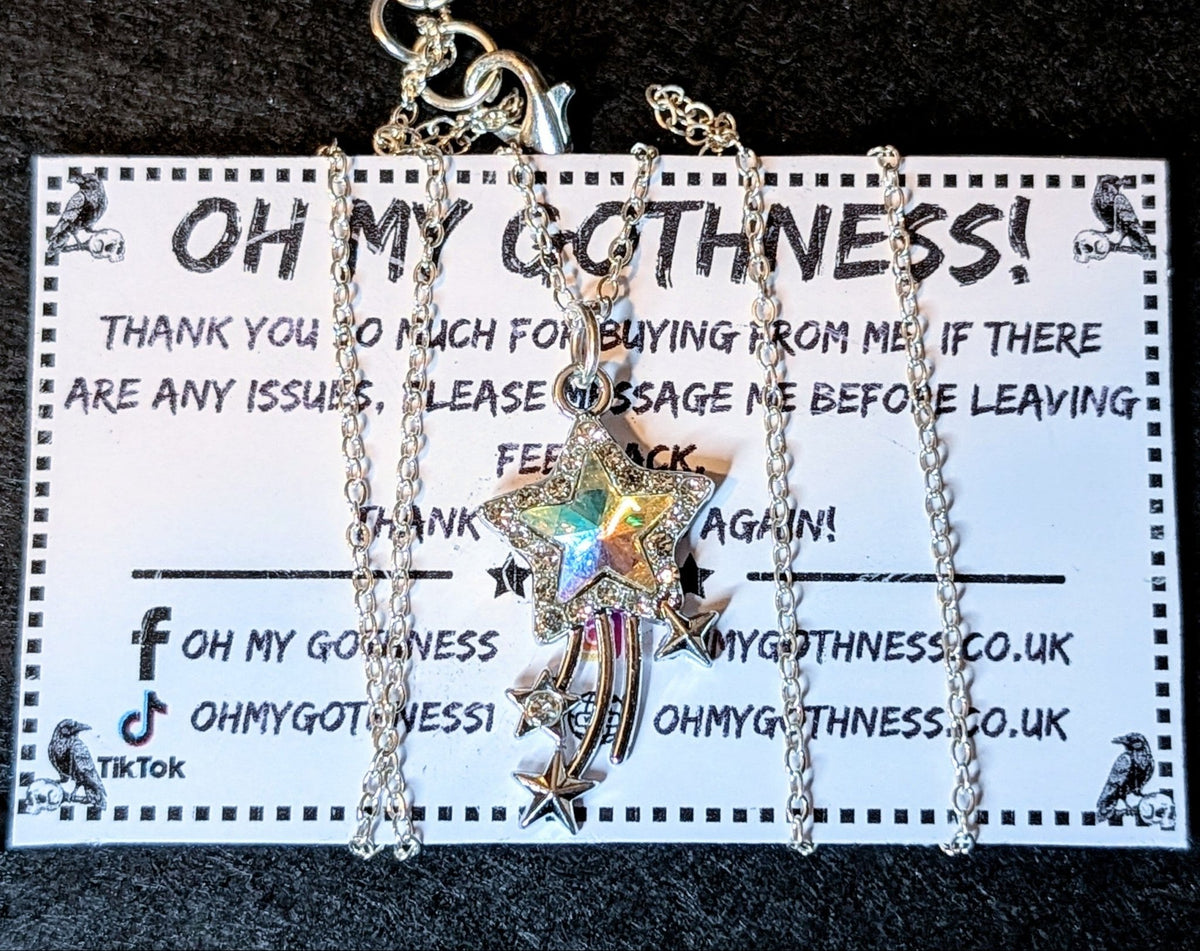 Hand Made Sparkly Light Champagne Pink Star Meteor Pendant Necklace - Oh My Gothness