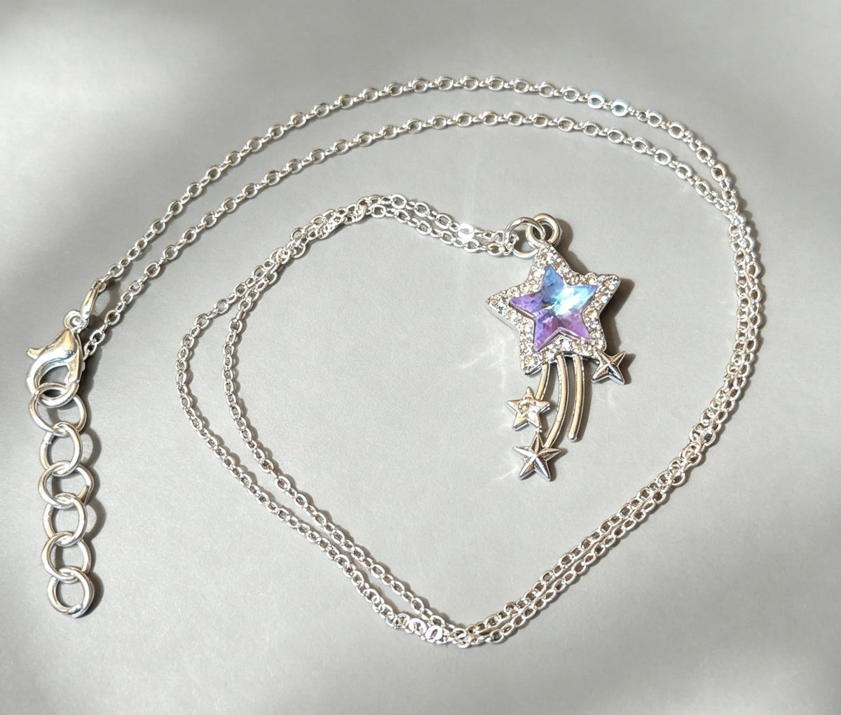 Hand Made Sparkly Light Champagne Pink Star Meteor Pendant Necklace - Oh My Gothness