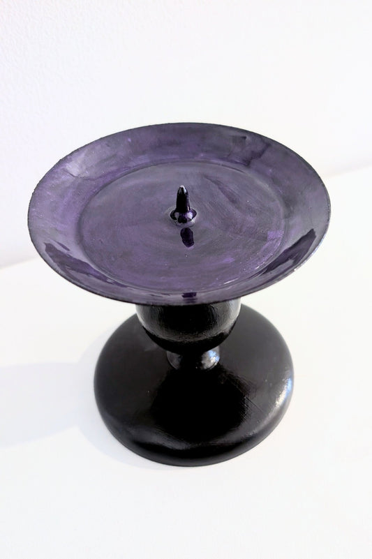 Hand Painted Black and Purple Metal Candle Holder. Gothic Home Decor Gift - Oh My Gothness