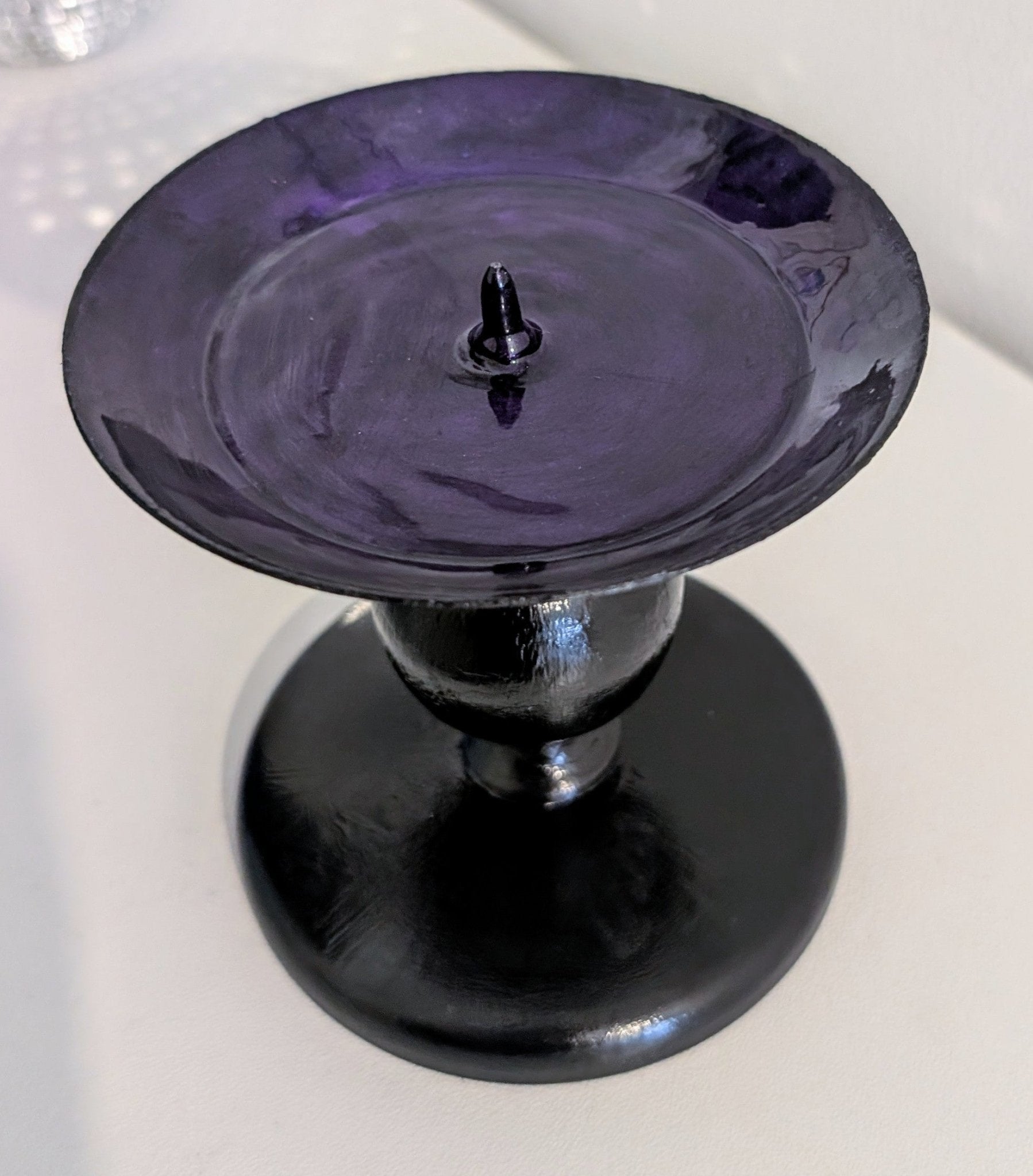 Hand Painted Black and Purple Metal Candle Holder. Gothic Home Decor Gift - Oh My Gothness