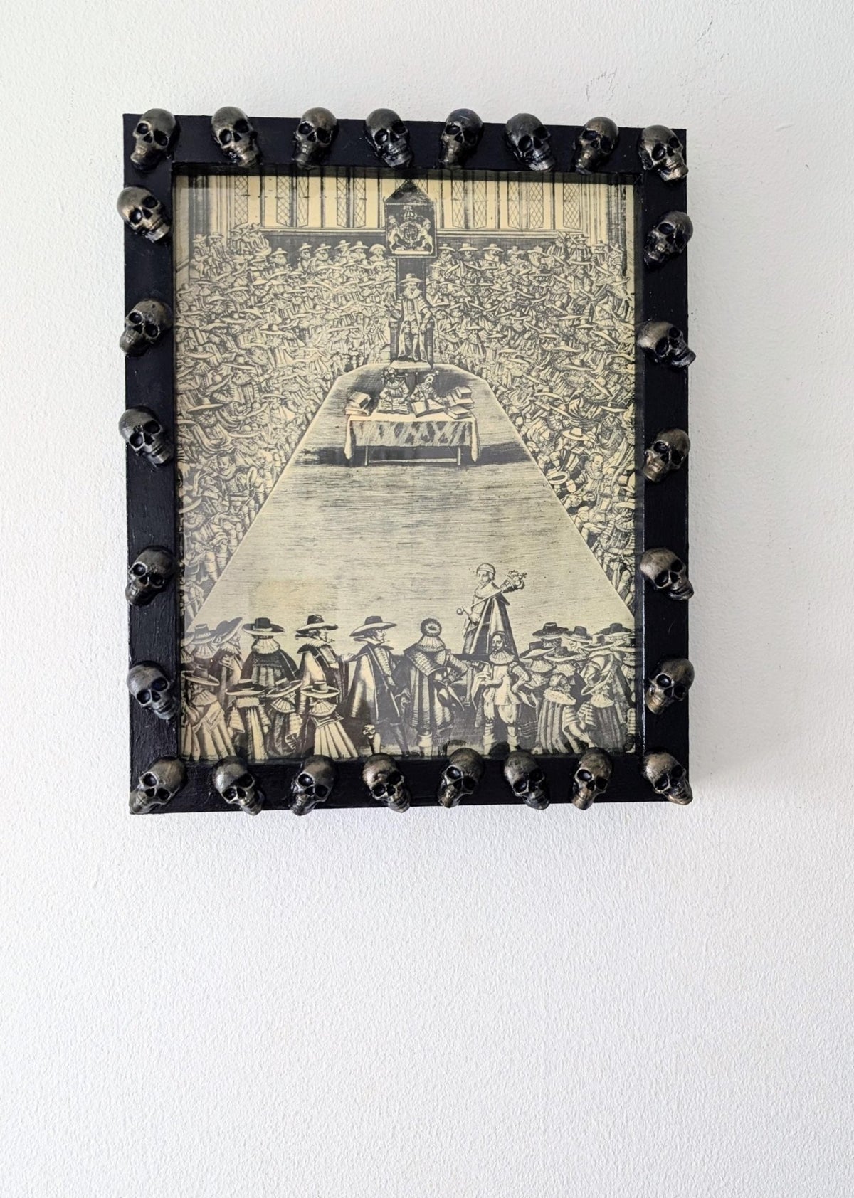 Hand-Painted Gothic Picture Frame – Dark Blue, Antique Gold Skulls (10x8" Portrait) - Oh My Gothness