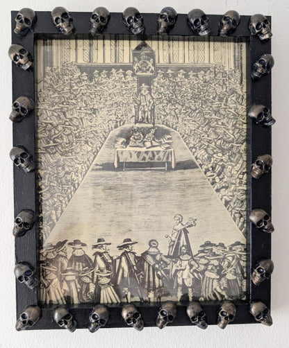 Hand-Painted Gothic Picture Frame – Dark Blue, Antique Gold Skulls (10x8" Portrait) - Oh My Gothness