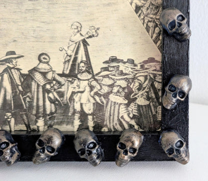 Hand-Painted Gothic Picture Frame – Dark Blue, Antique Gold Skulls (10x8" Portrait) - Oh My Gothness