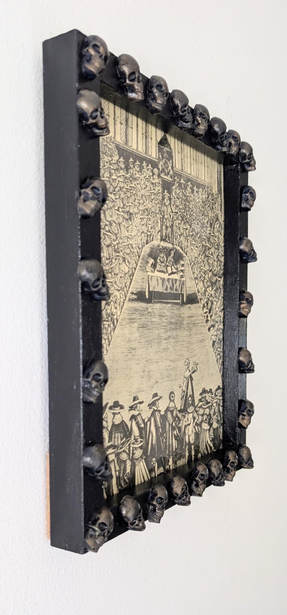 Hand-Painted Gothic Picture Frame – Dark Blue, Antique Gold Skulls (10x8" Portrait) - Oh My Gothness