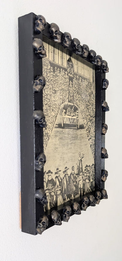 Hand-Painted Gothic Picture Frame – Dark Blue, Antique Gold Skulls (10x8" Portrait) - Oh My Gothness