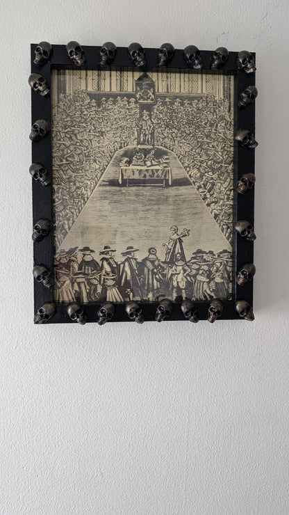 Hand-Painted Gothic Picture Frame – Dark Blue, Antique Gold Skulls (10x8" Portrait) - Oh My Gothness