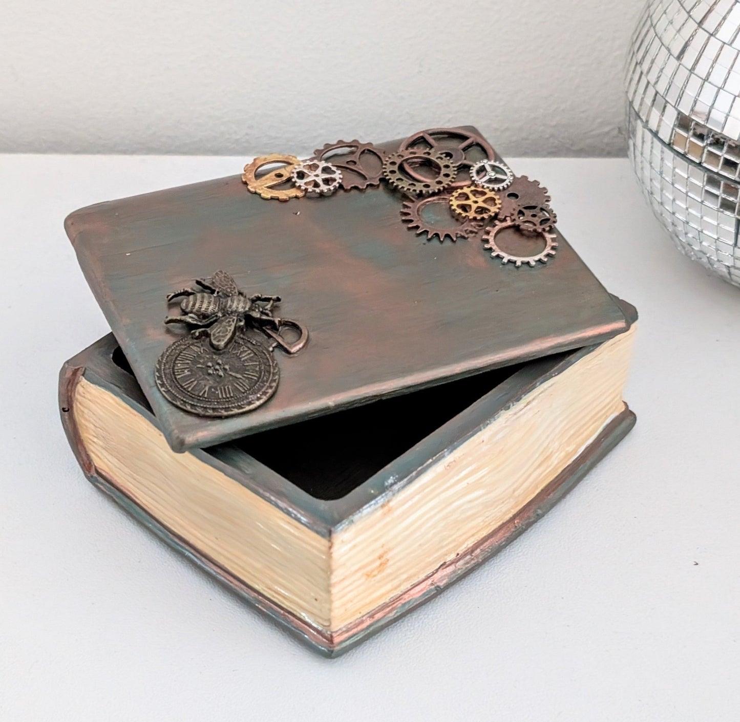 Handcast Jewellery Holder Trinket Box With Bee, Clock and Cogs.Steampunk Inspired Home Gift - Oh My Gothness