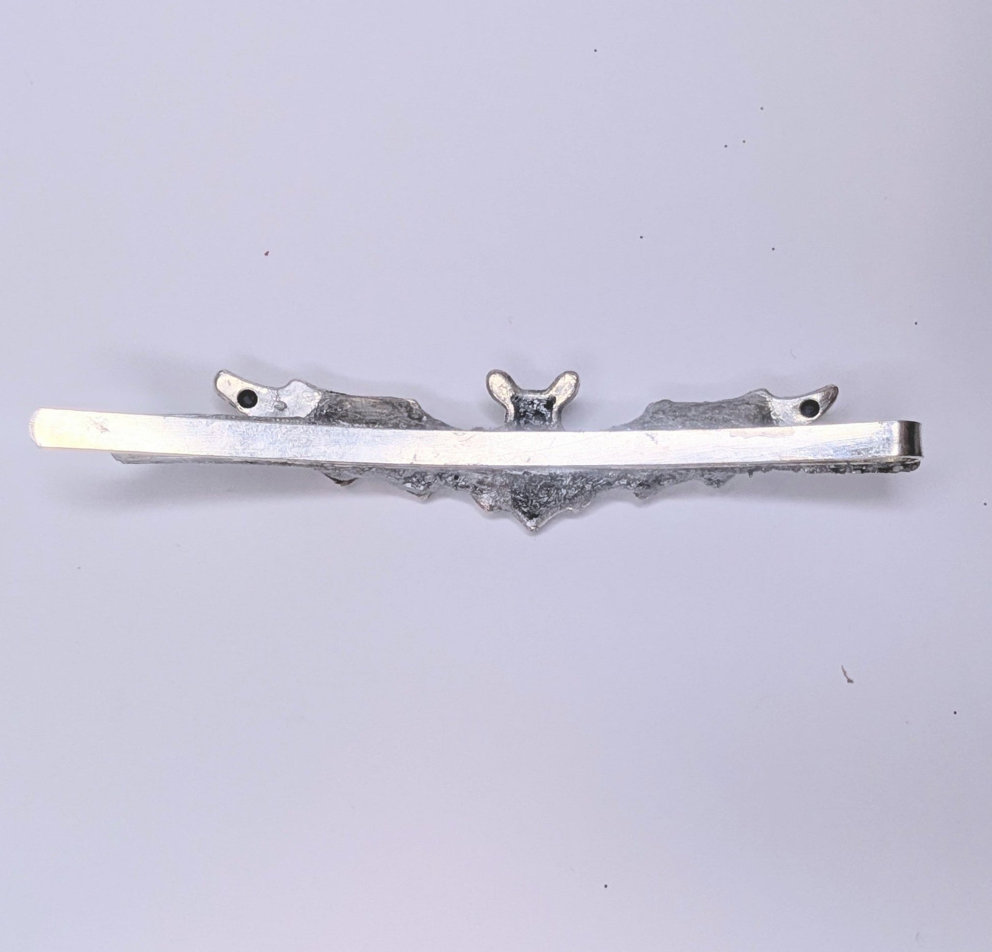 Handmade Bat Hair Slide in Silver Tone Metal and Iridescent Diamantes. Cute Gothic Hair Accessory - Oh My Gothness