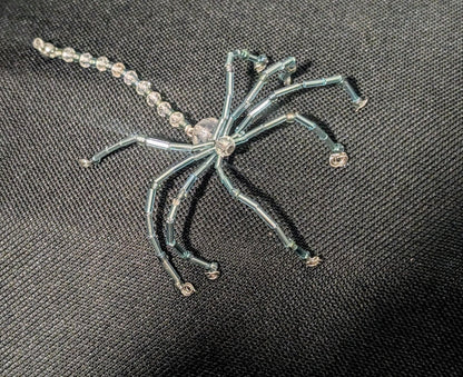 Handmade Beaded Spider Ornament: Turquoise Glass, Halloween Decoration - Oh My Gothness