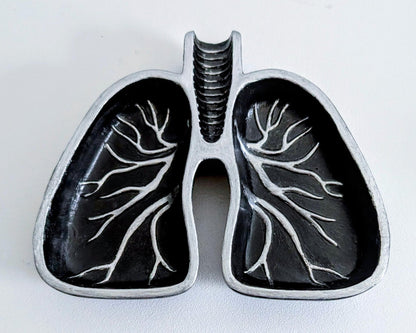 Handmade Black and Silver Lungs Trinket Dish, Gothic Home Decor - Oh My Gothness