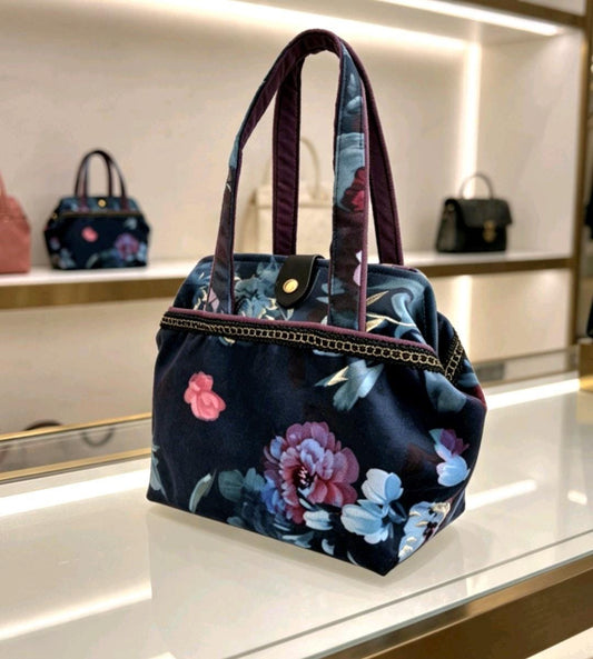 Handmade Blue Pink Velvet Handbag, Fully Lined, Original OOAK - Oh My Gothness