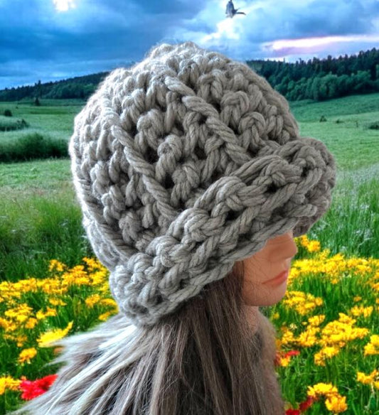 Handmade Chunky Crochet Beanie Hat, Adult Winter Wear - Oh My Gothness