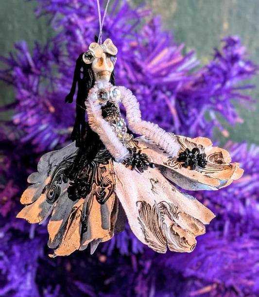 Handmade Creepy Goth Skeleton Christmas Ornament, Diamante Skull Decor - Oh My Gothness