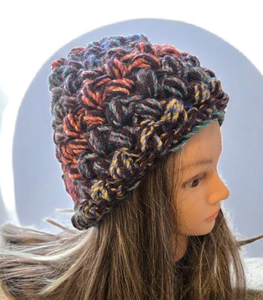 Handmade Crochet Beanie Hat OOAK Pink Blue Green Adult Emo Goth Fairy Forage HT52 - Oh My Gothness