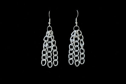 Handmade Dangle Chain Earrings Silver tone Metal Punk Girl Teen Gift - Oh My Gothness