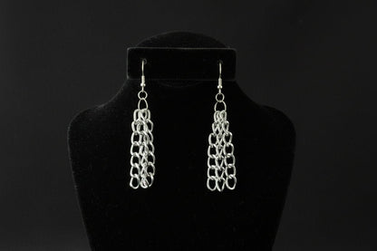 Handmade Dangle Chain Earrings Silver tone Metal Punk Girl Teen Gift - Oh My Gothness