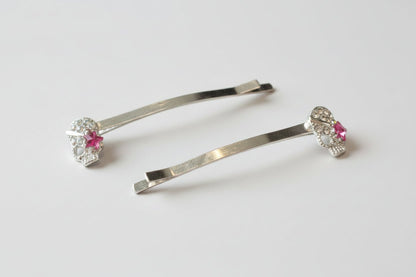 Handmade diamante skull hair slide clips. Cute goth accessory - Oh My Gothness