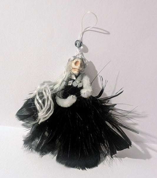 Handmade Gothic Skull Fairy Christmas Ornament: Black Feather Dress - Oh My Gothness