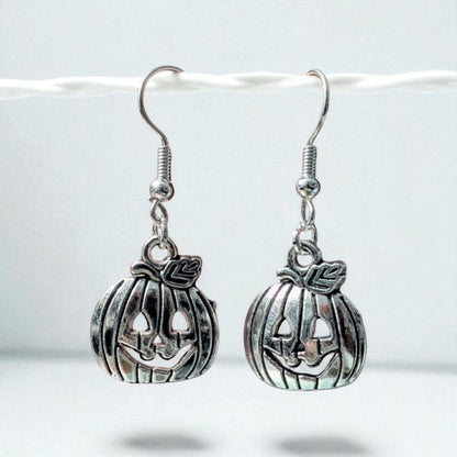 Handmade Silver Tone Pumpkin Earrings, Halloween Jewelry - Oh My Gothness