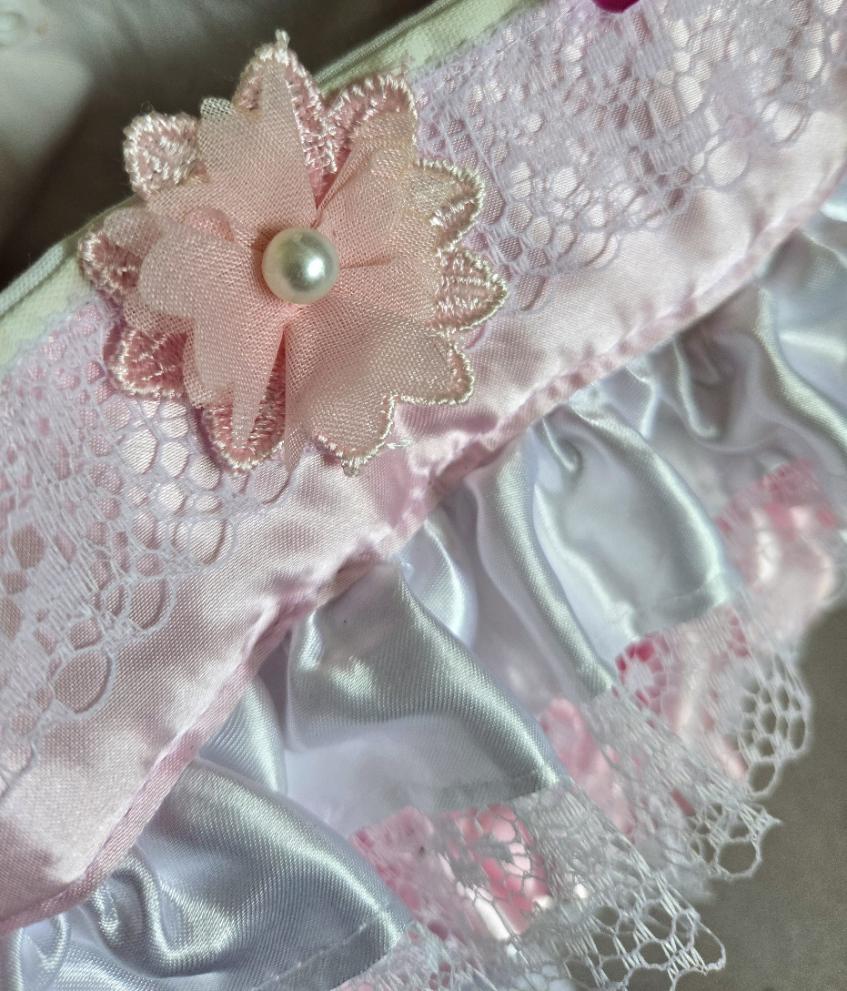 Handmade Sweet Lolita Kawaii Hand Bag Pink White Flowers Bows Lace Frills Cosplay Tea Party - Oh My Gothness