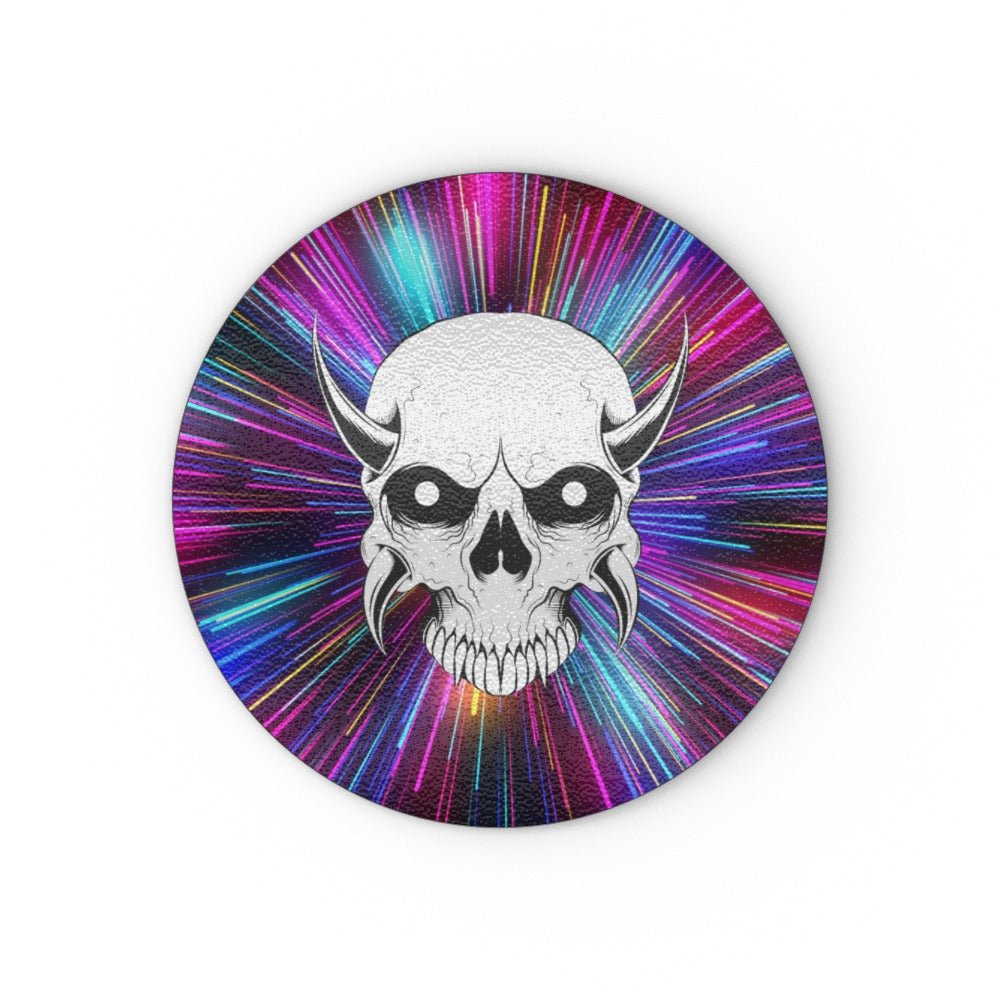 Horned Skull and Neon Burst Glass Chopping Board - Oh My Gothness