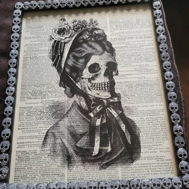 6 x 4" red wooden photo picture frame. Hand embellished+ painted gothic charms crosses skulls gems spiders funky gothic home decor gift insp