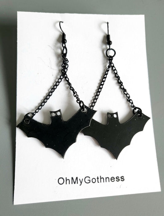 Black Bat Earrings Funky Goth Whitby Halloween Gothic Spooky Great Gift E14