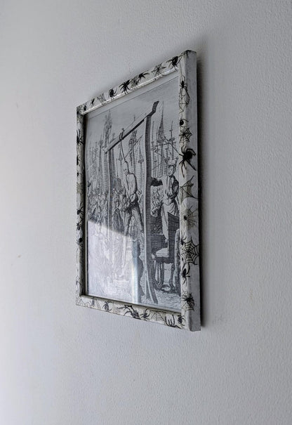 8.5"X 10" portrait Gothic Photo Picture Frame. Wall hung decor Hand painted in white with spiders and webs horror fan arachnophobia gift