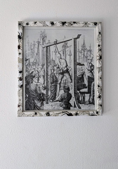 8.5"X 10" portrait Gothic Photo Picture Frame. Wall hung decor Hand painted in white with spiders and webs horror fan arachnophobia gift