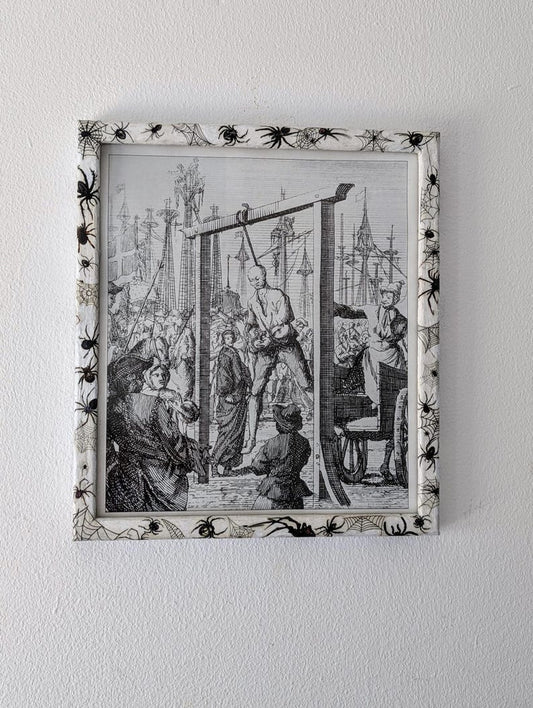 8.5"X 10" portrait Gothic Photo Picture Frame. Wall hung decor Hand painted in white with spiders and webs horror fan arachnophobia gift