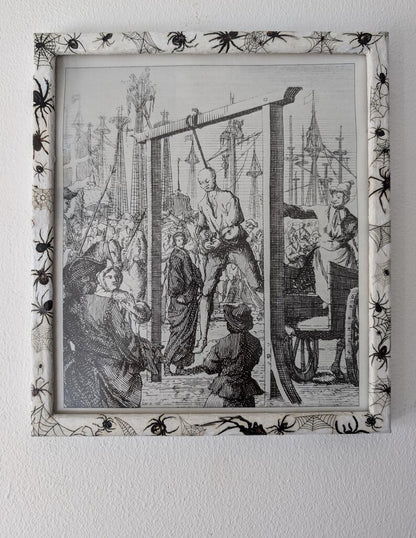 8.5"X 10" portrait Gothic Photo Picture Frame. Wall hung decor Hand painted in white with spiders and webs horror fan arachnophobia gift
