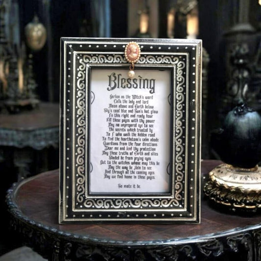 Picture Photo Frame OOAK Handpainted Black Silver With Cameo Centre 8.5"x 6.5" Gothic Decor Homes Interiors Great Gift PF6