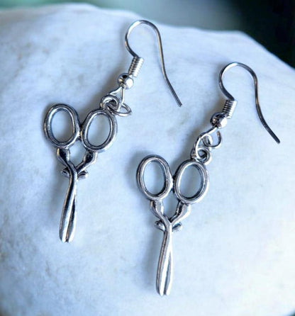Silver Scissors Drop Earrings Party Holiday Hairdresser Gothic Whitby Holiday Craft Festival Great Gift ER4