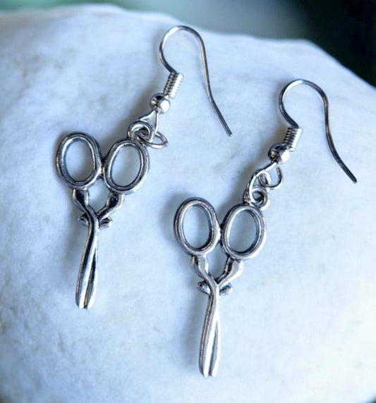Silver Scissors Drop Earrings Party Holiday Hairdresser Gothic Whitby Holiday Craft Festival Great Gift ER4