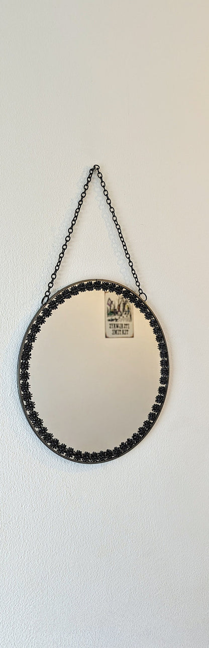 Hand Spiders Embellished 10" Round Wall Hanging Mirror