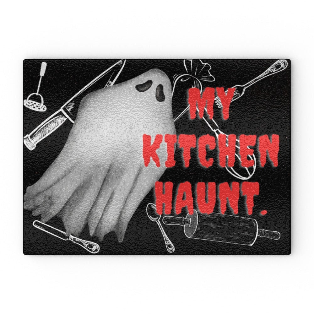 Funny Ghost Tempered Glass Chopping Board - Spooky Kitchen Decor