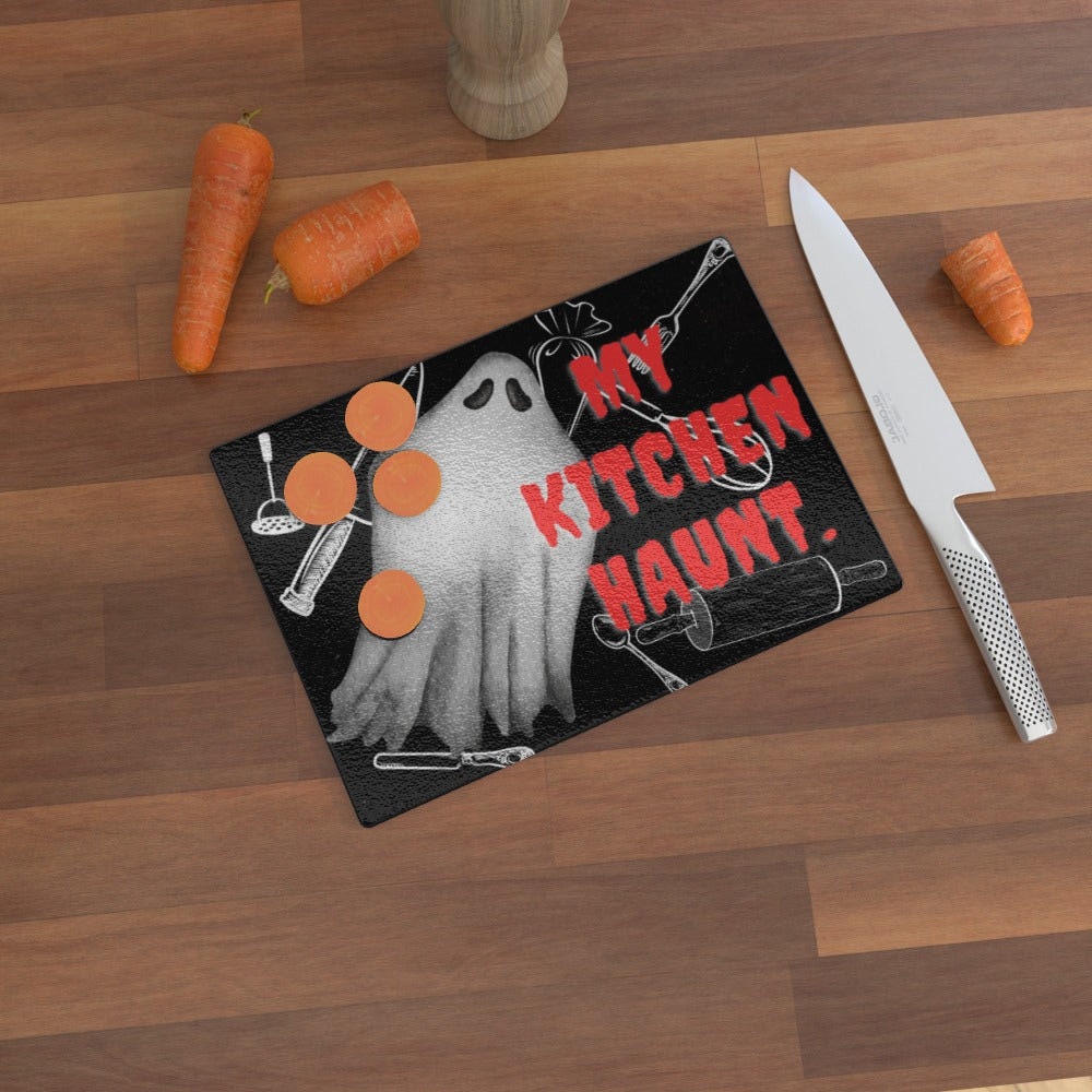 Funny Ghost Tempered Glass Chopping Board - Spooky Kitchen Decor