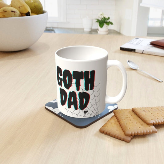 Ceramic Mug 11oz Gift Boxed Fun Mono  Goth Dad BlackWhite Fathers Day Birthday